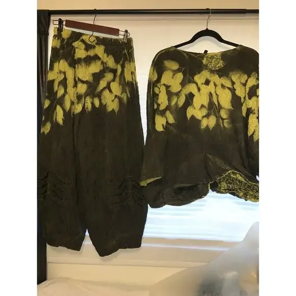 DRESS TO KILL by Jane Mohr Wide-Leg Harem Pants & Blouse Yellow & Black Size 1 - Picture 1 of 10